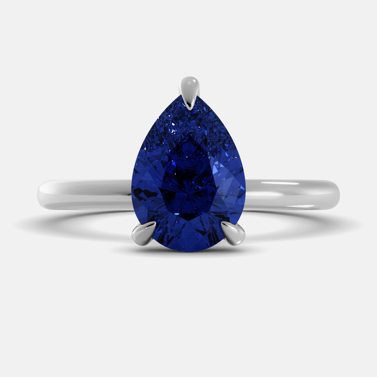 Blue Sapphire Pear-Cut Birthstone Solitaire Ring