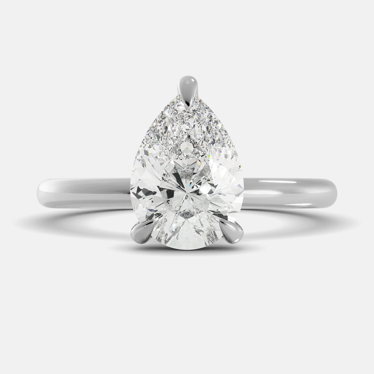 White Topaz Pear-Cut Birthstone Solitaire Ring