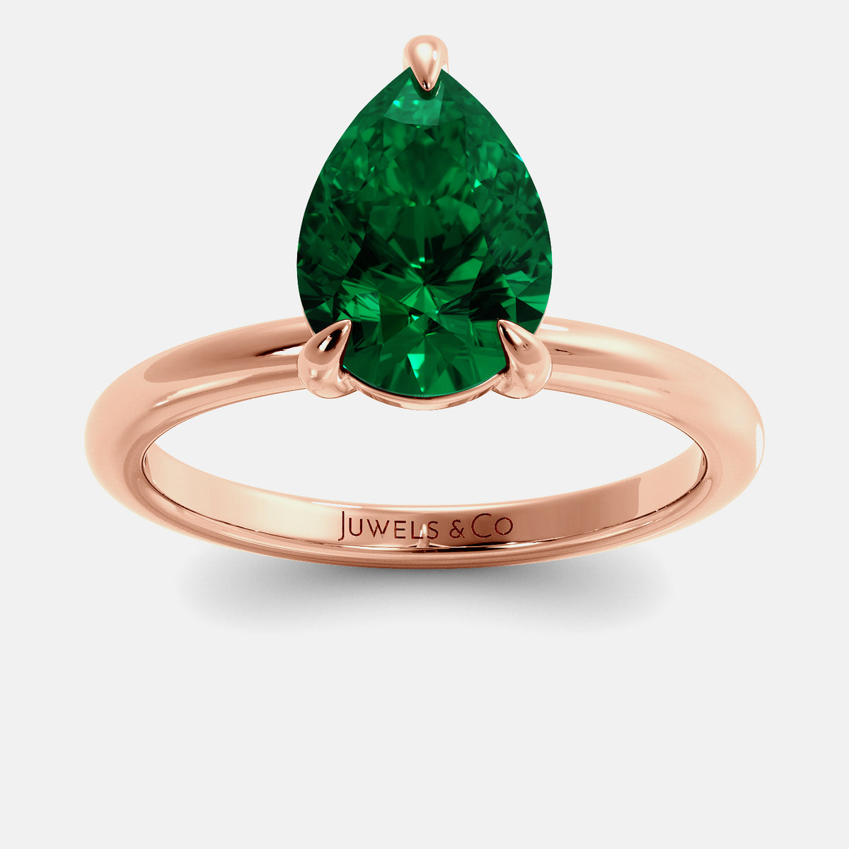 Emerald Pear-Cut Birthstone Solitaire Ring