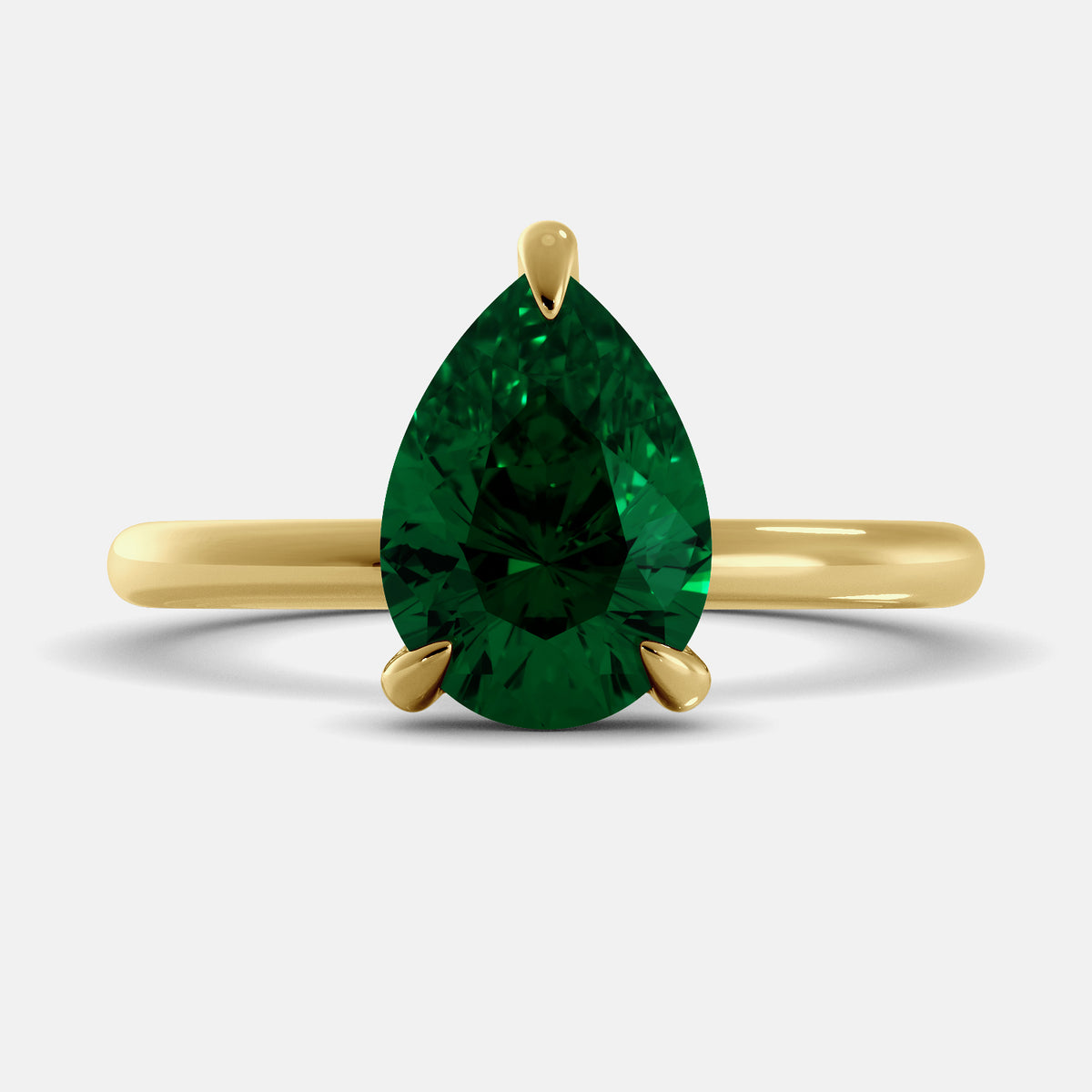 Green Peridot Pear-Cut Birthstone Solitaire Ring