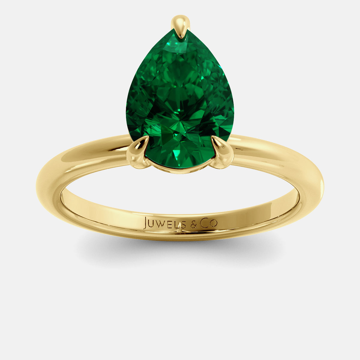 Green Peridot Pear-Cut Birthstone Solitaire Ring