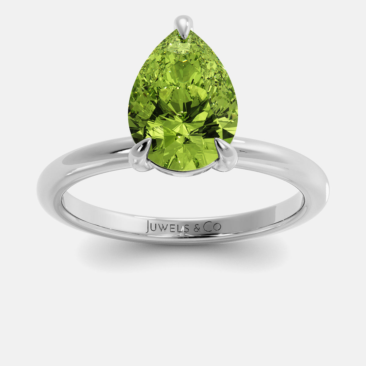 Emerald Pear-Cut Birthstone Solitaire Ring