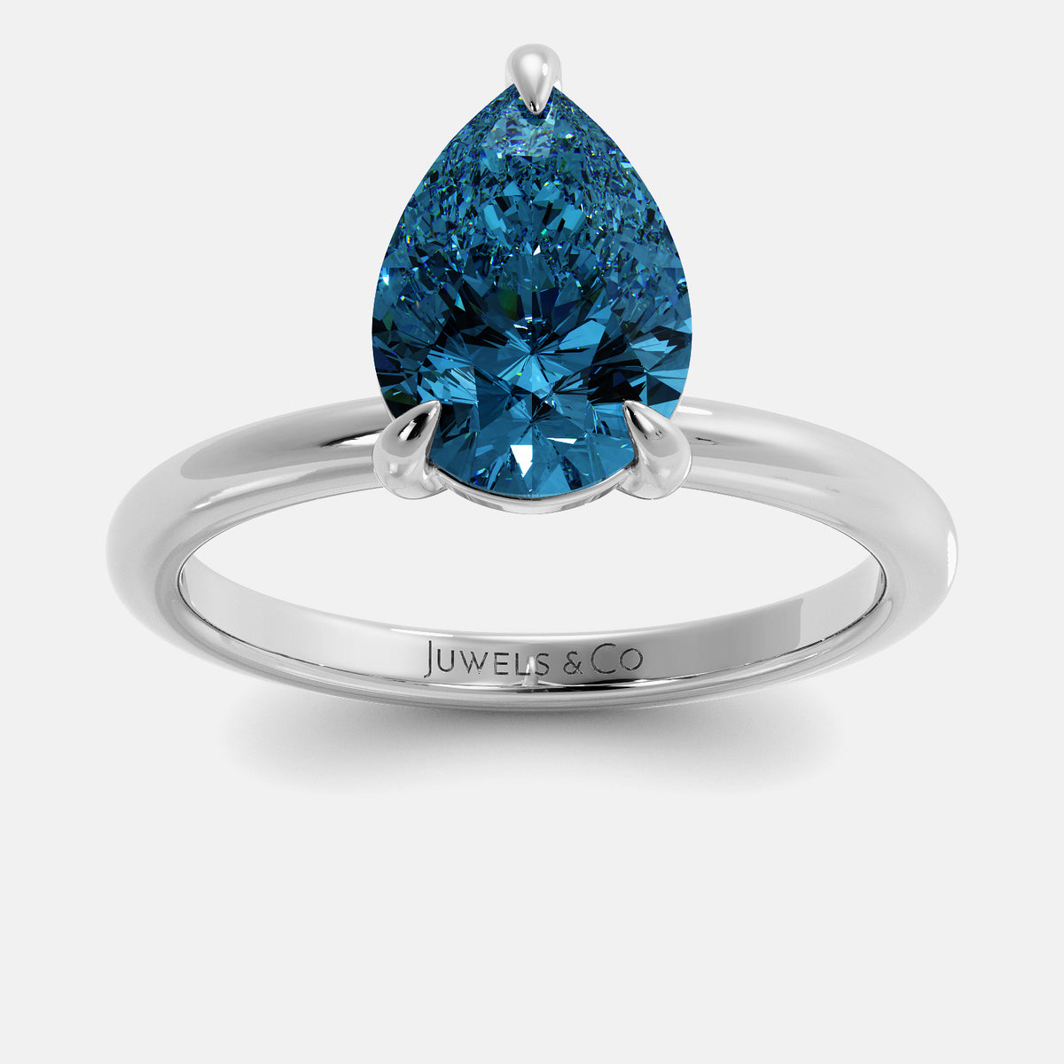 Aquamarine Pear-Cut Birthstone Solitaire Ring