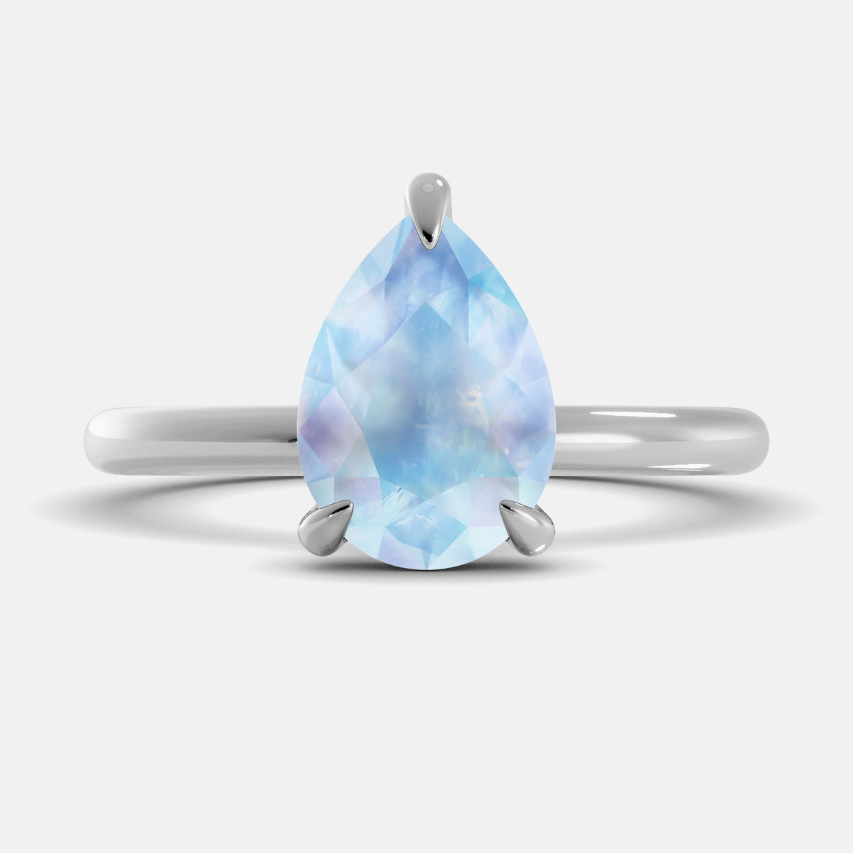 Aquamarine Pear-Cut Birthstone Solitaire Ring