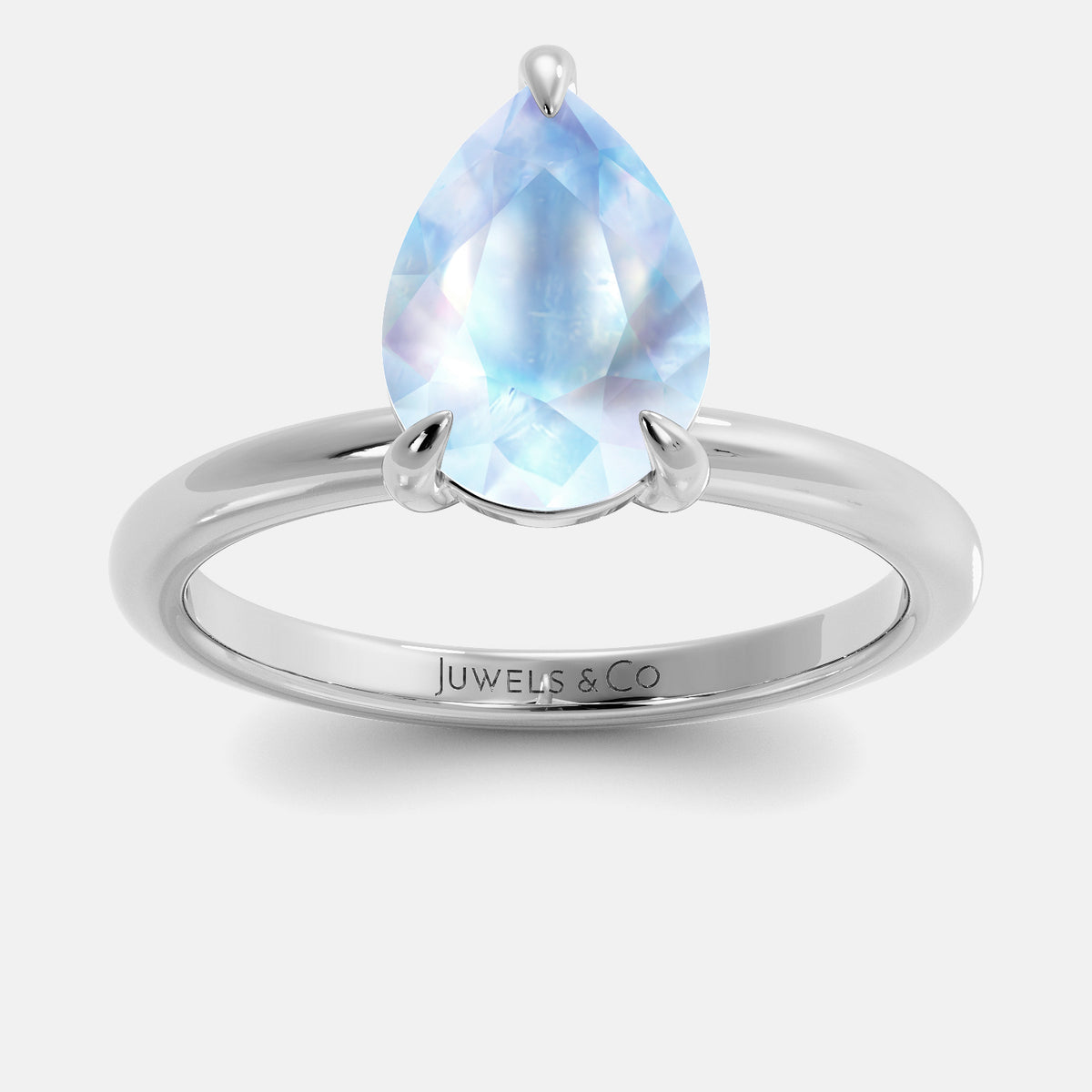 White Topaz Pear-Cut Birthstone Solitaire Ring