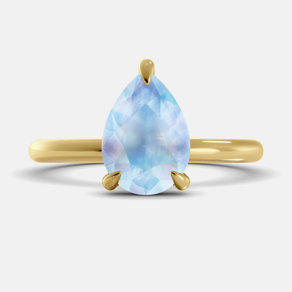 Moonstone Pear-Cut Birthstone Solitaire Ring