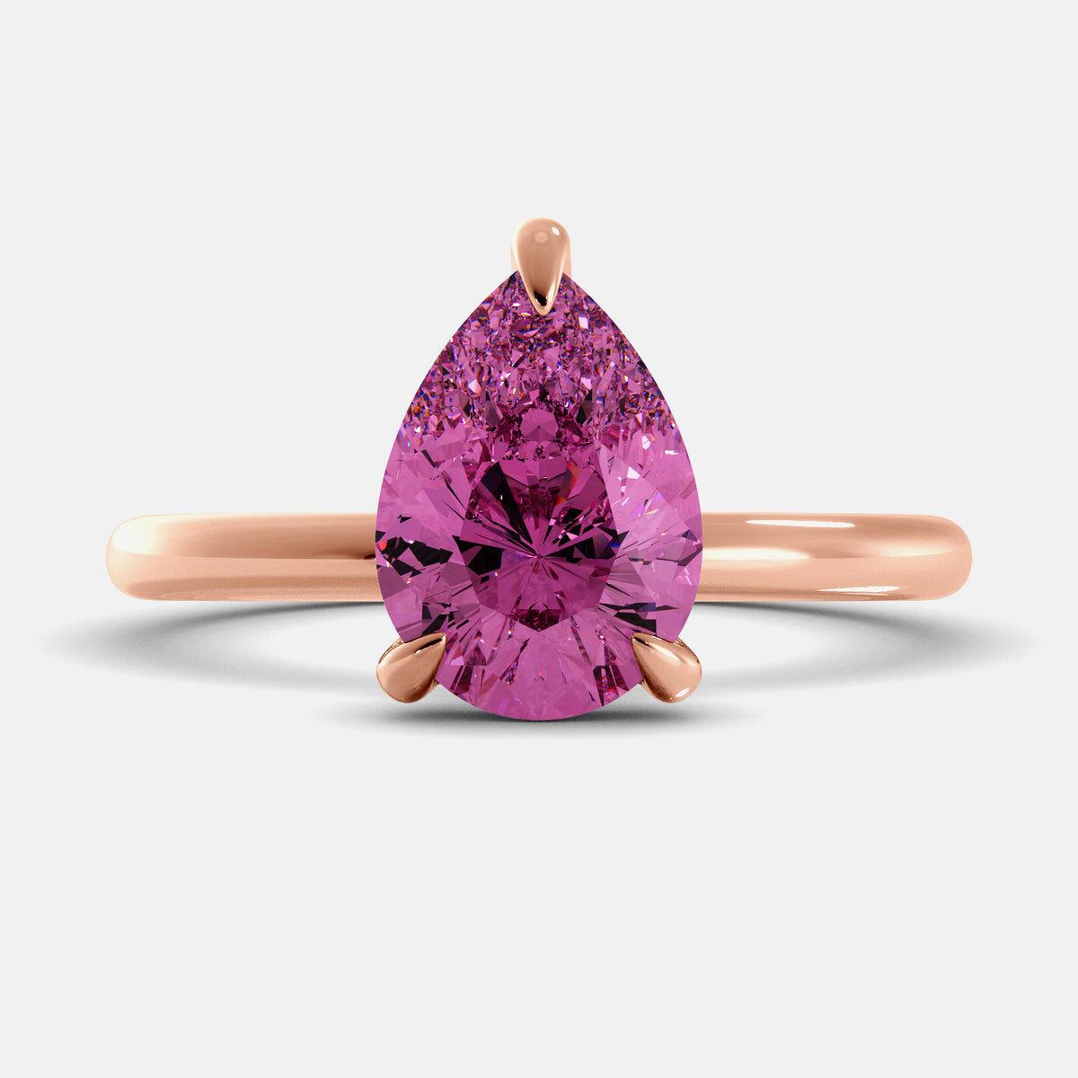 Amethyst Pear-Cut Birthstone Solitaire Ring