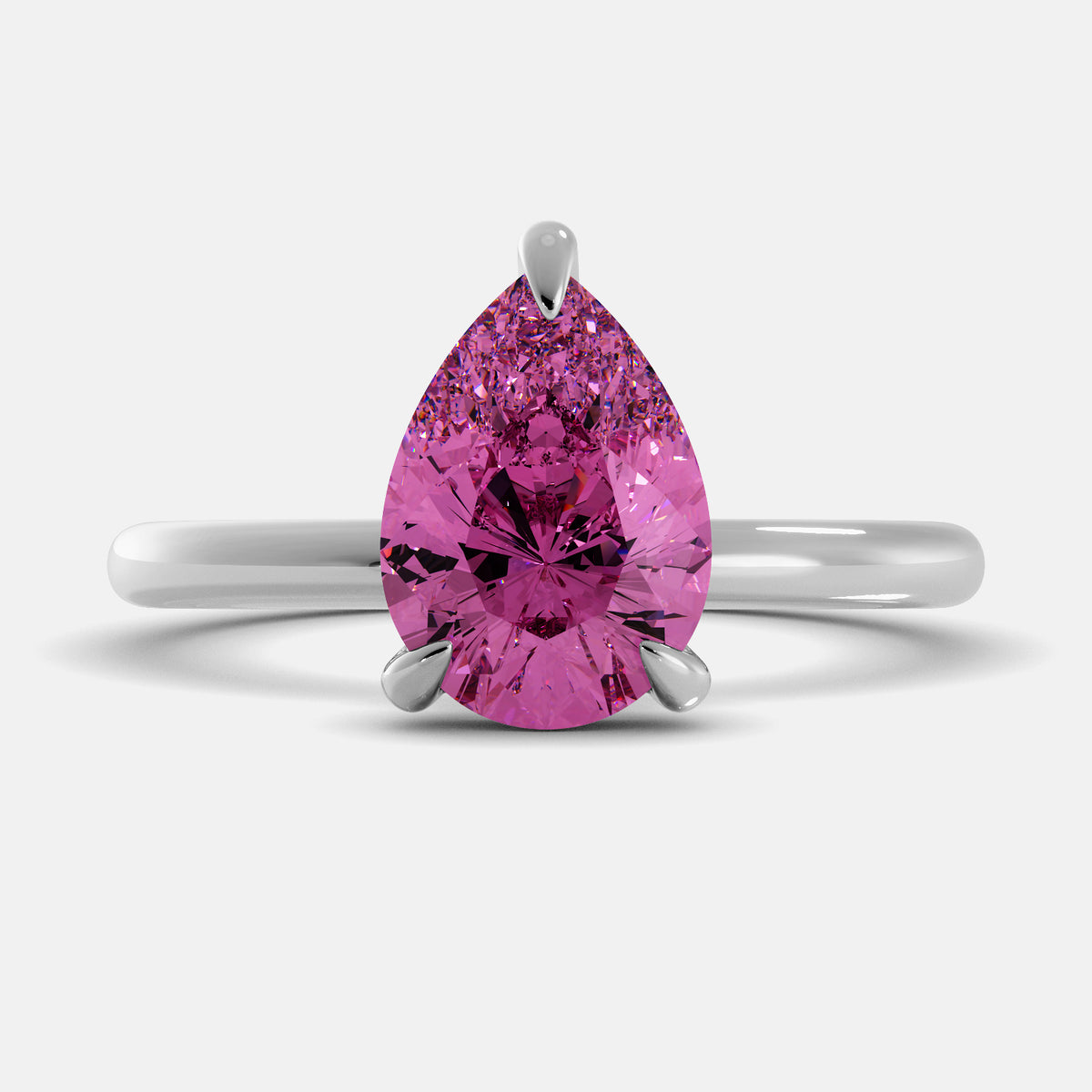 Amethyst Pear-Cut Birthstone Solitaire Ring