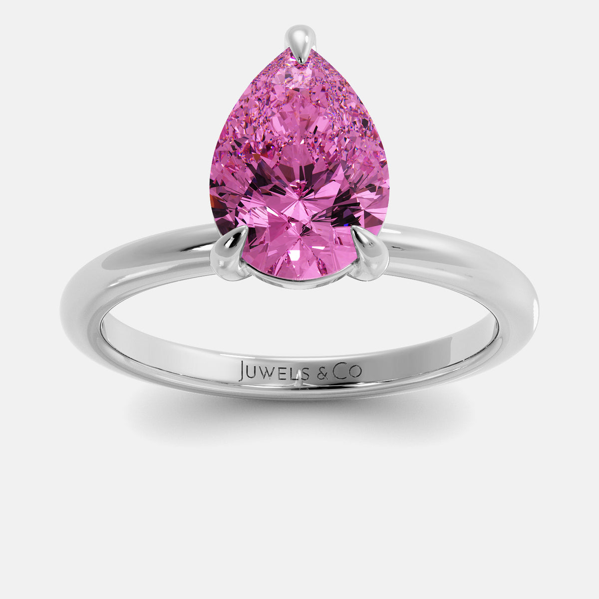 Amethyst Pear-Cut Birthstone Solitaire Ring