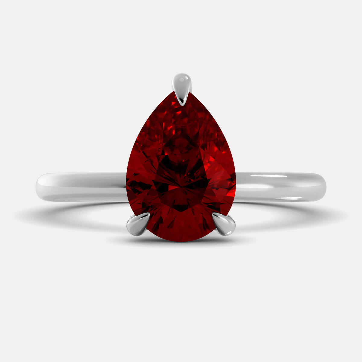 Garnet Pear-Cut Birthstone Solitaire Ring