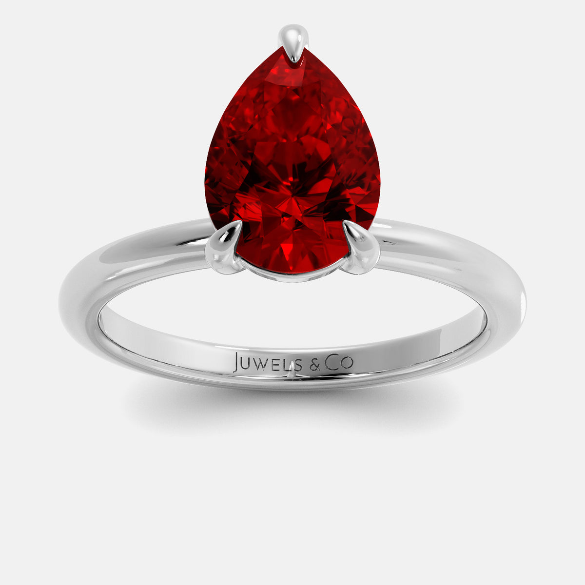 Amethyst Pear-Cut Birthstone Solitaire Ring