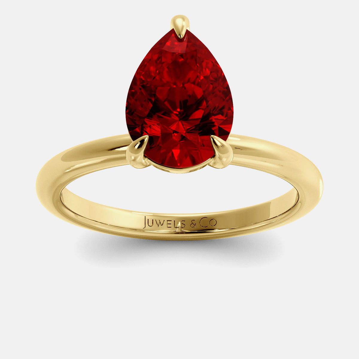 Amethyst Pear-Cut Birthstone Solitaire Ring