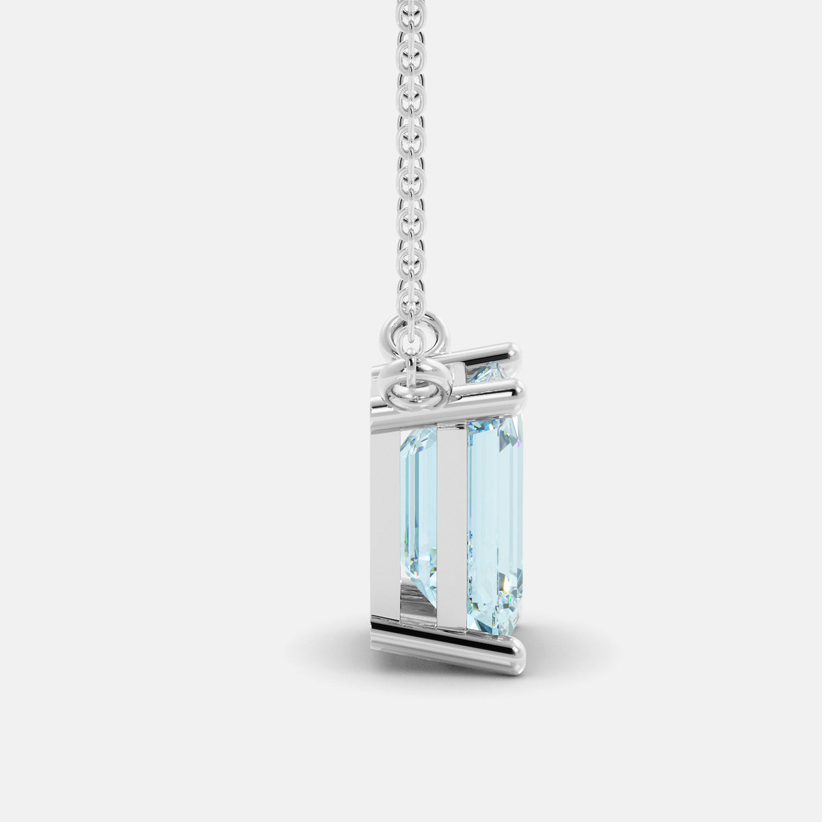 Moonstone Emerald-Cut Birthstone Solitaire Necklace