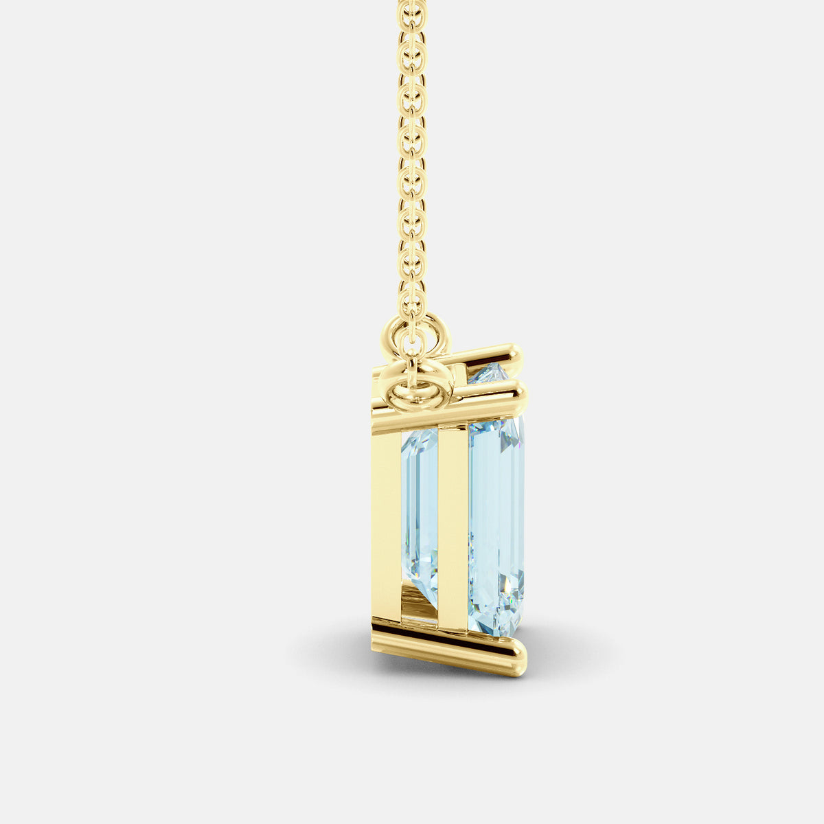 Aquamarine Emerald-Cut Birthstone Solitaire Necklace