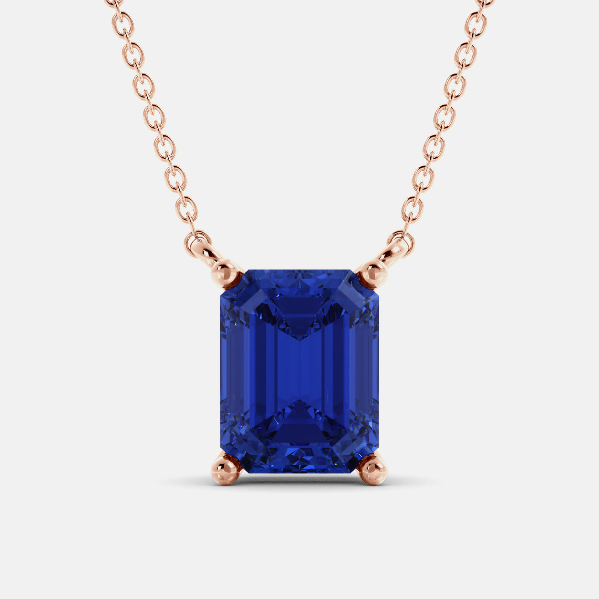 Citrine Emerald-Cut Birthstone Solitaire Necklace