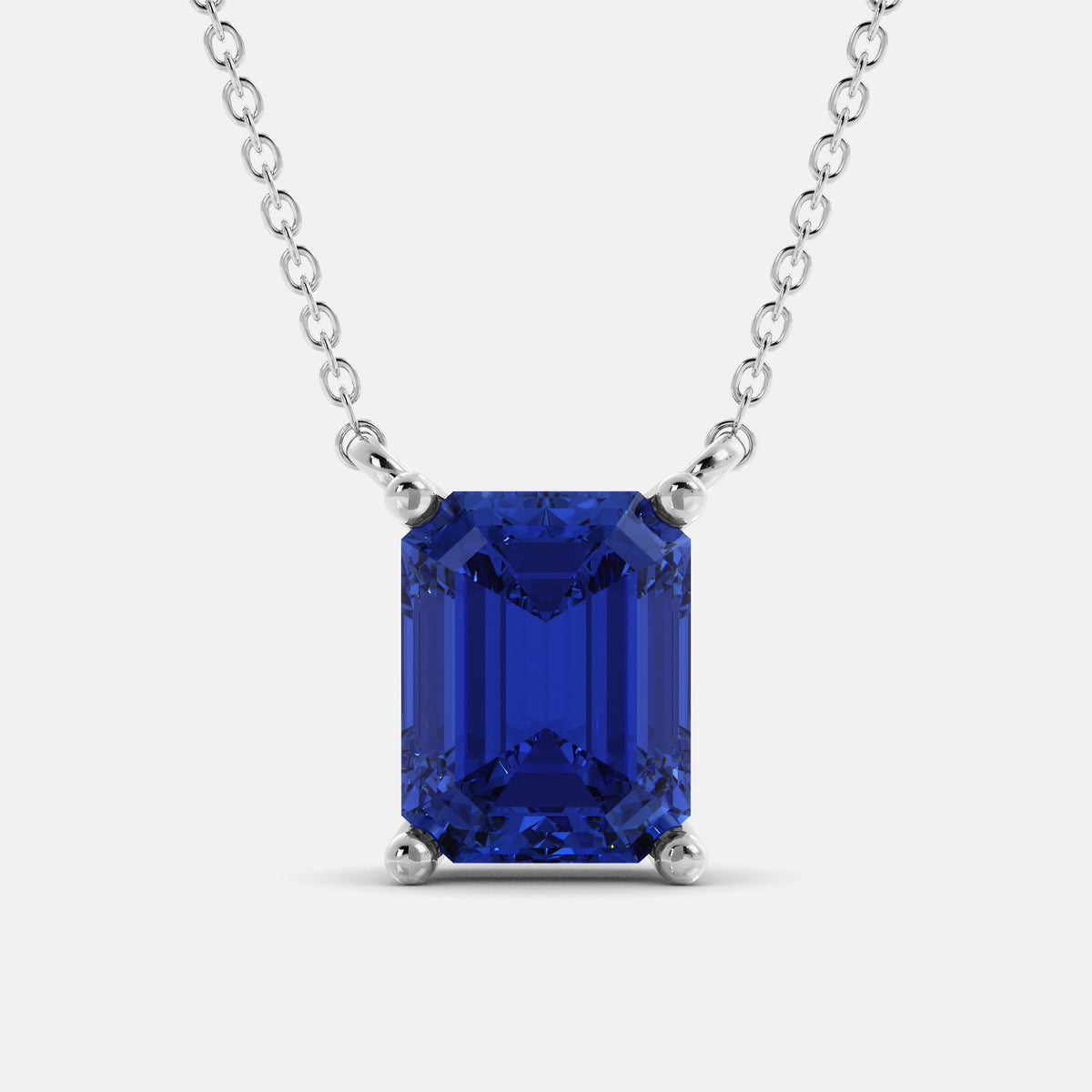 Amethyst Emerald-Cut Birthstone Solitaire Necklace