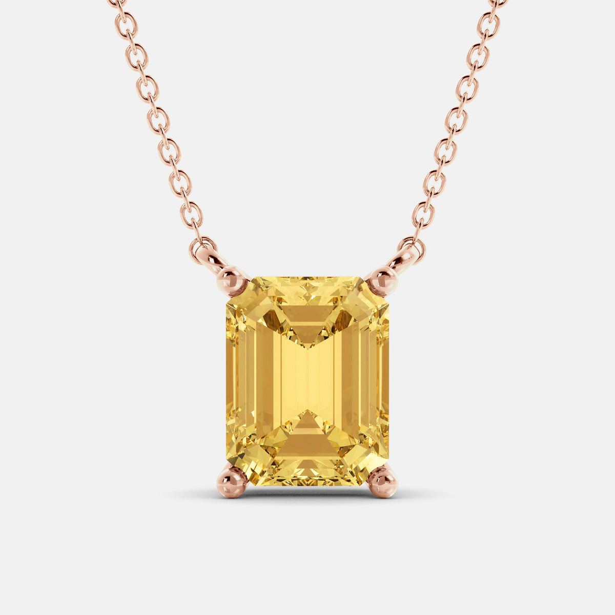 Garnet Emerald-Cut Birthstone Solitaire Necklace