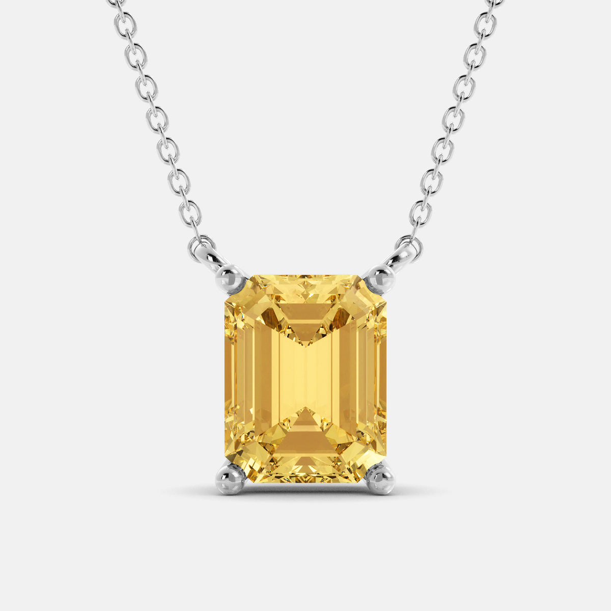 Amethyst Emerald-Cut Birthstone Solitaire Necklace