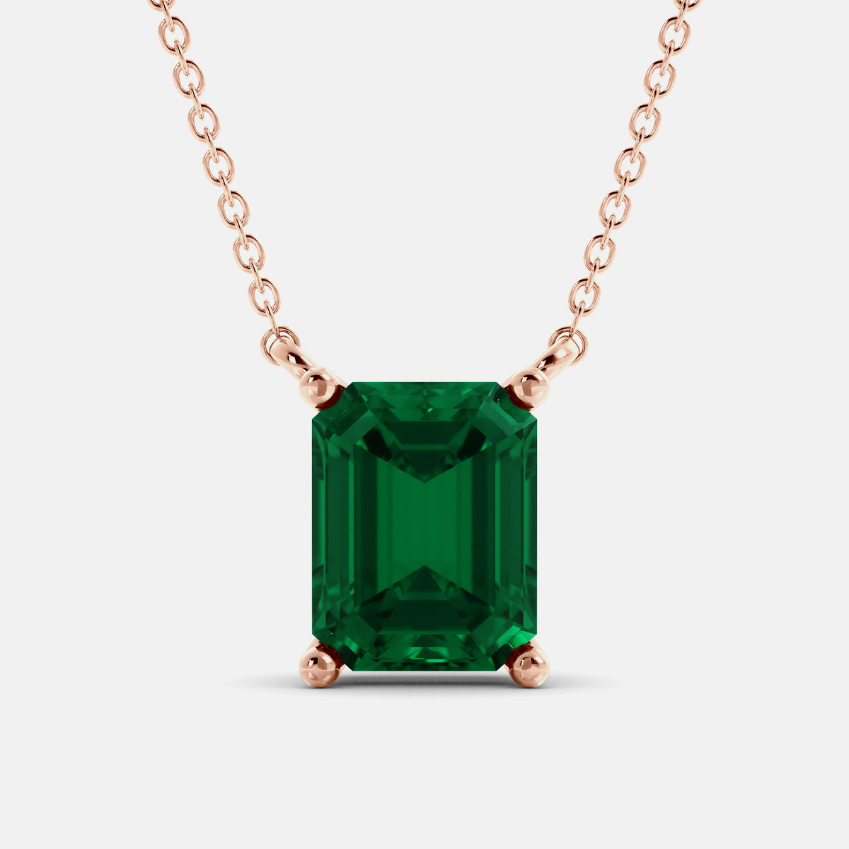 Citrine Emerald-Cut Birthstone Solitaire Necklace