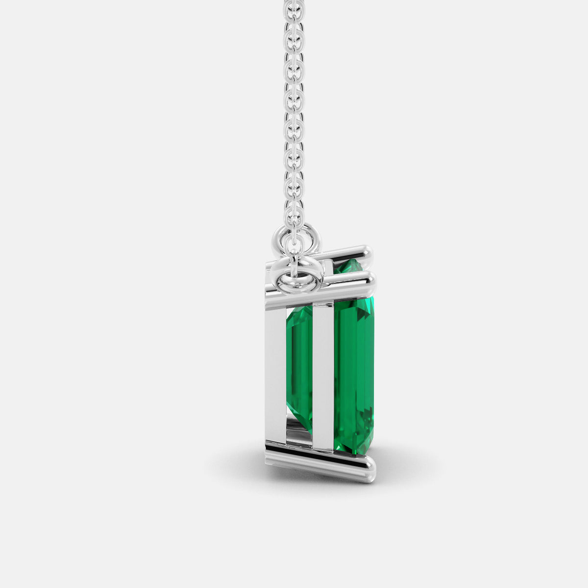 Emerald-Cut Birthstone Solitaire Necklace