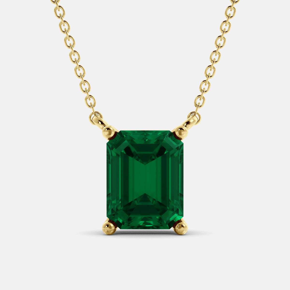 Garnet Emerald-Cut Birthstone Solitaire Necklace