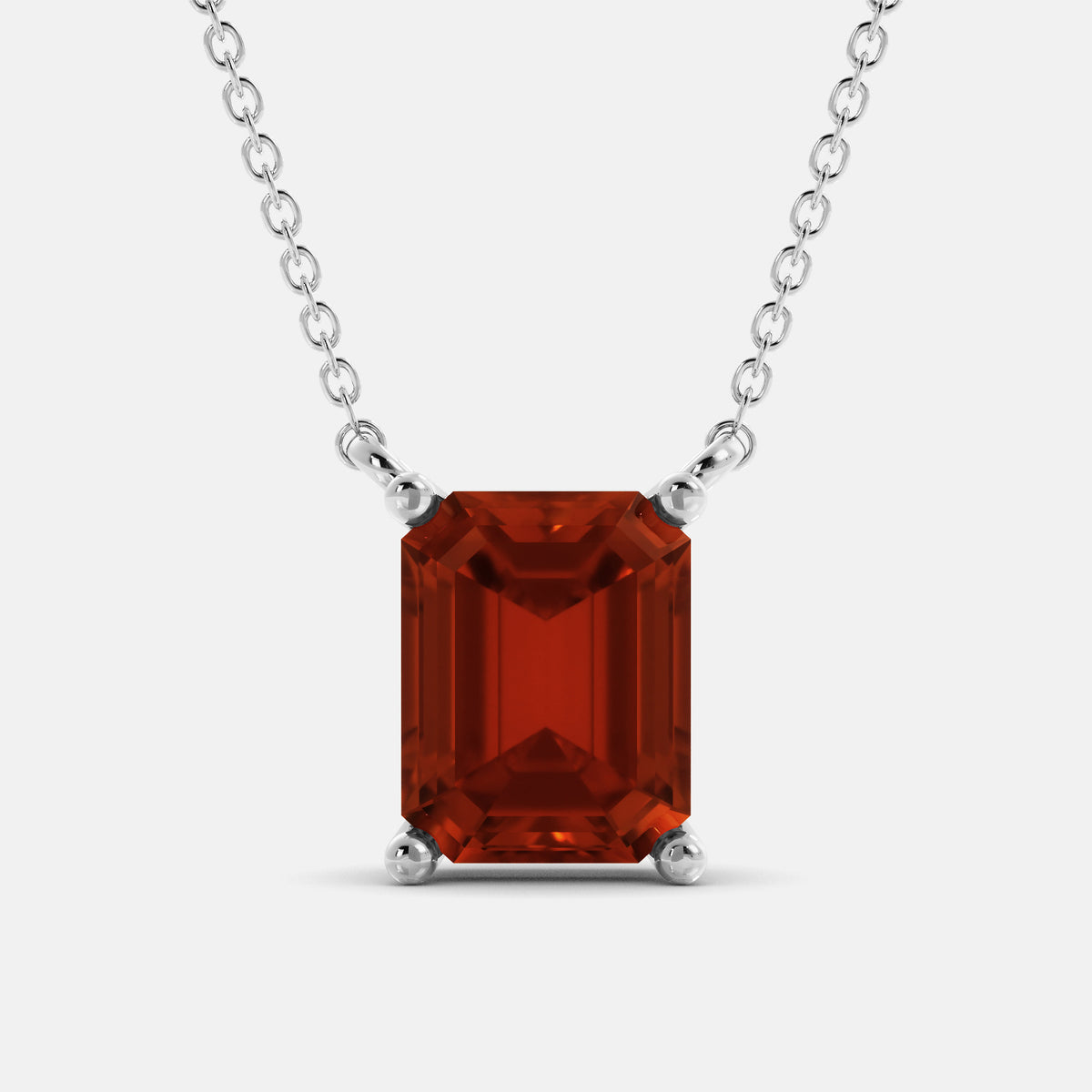 Moonstone Emerald-Cut Birthstone Solitaire Necklace