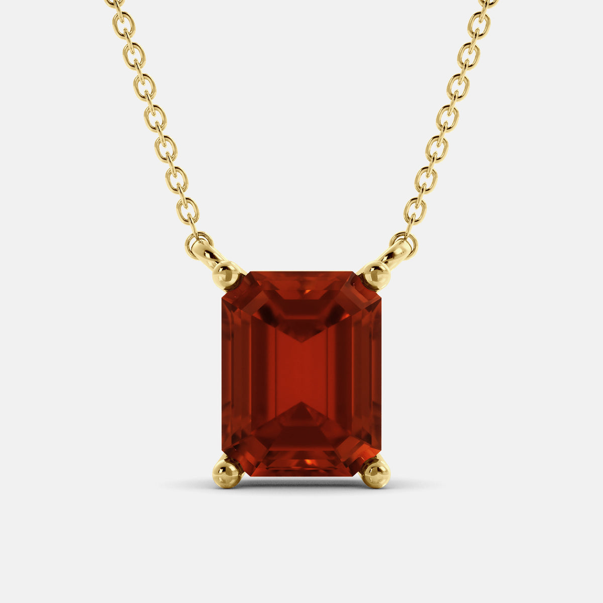 Emerald-Cut Birthstone Solitaire Necklace