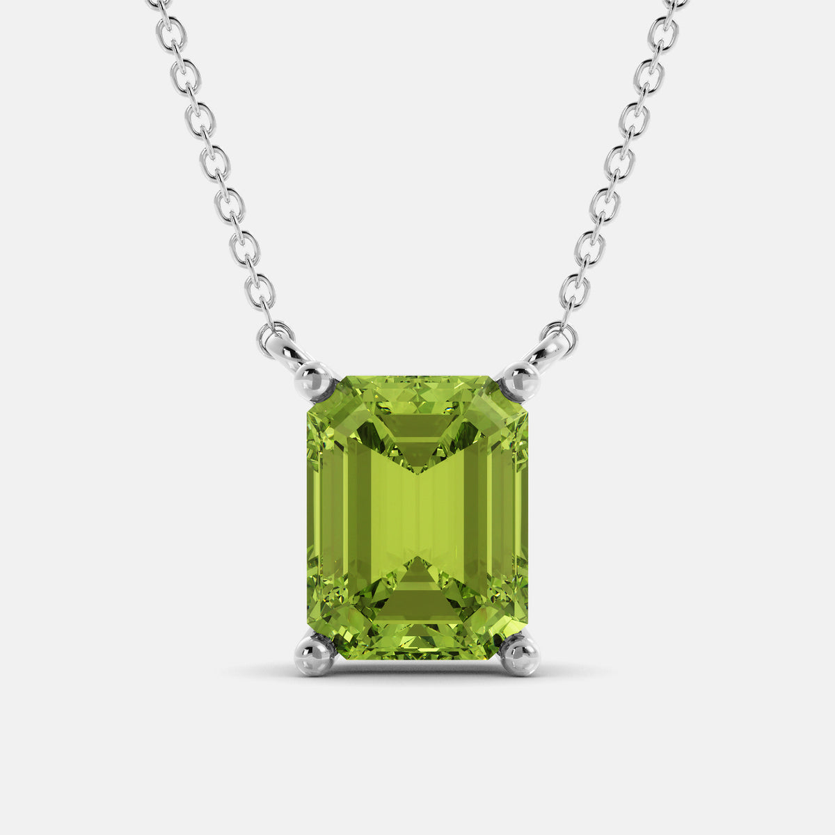 Moonstone Emerald-Cut Birthstone Solitaire Necklace