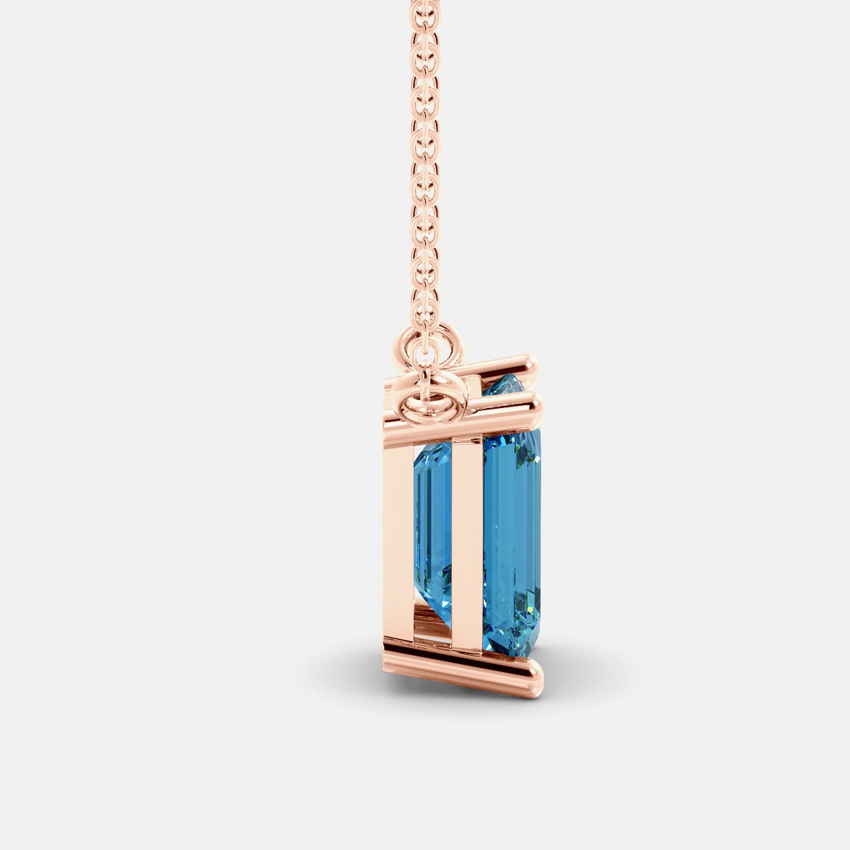 London Blue Emerald-Cut Birthstone Solitaire Necklace