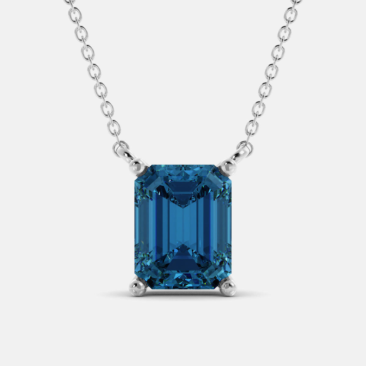 Amethyst Emerald-Cut Birthstone Solitaire Necklace