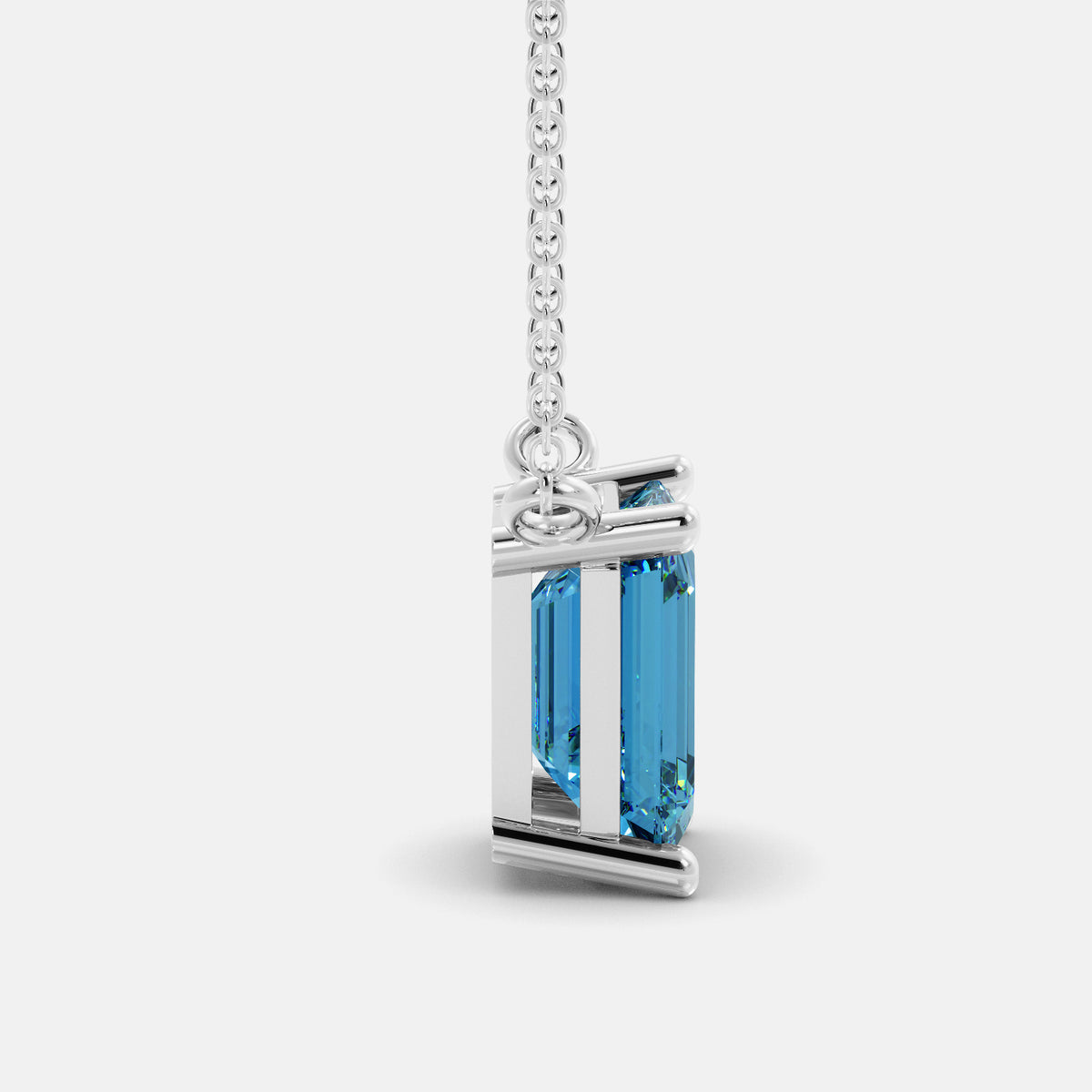 Emerald-Cut Birthstone Solitaire Necklace