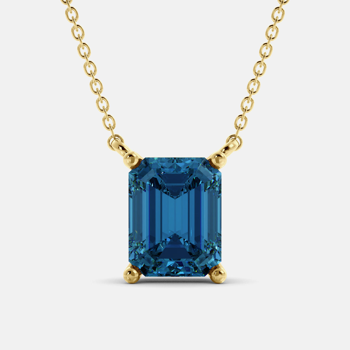 Citrine Emerald-Cut Birthstone Solitaire Necklace