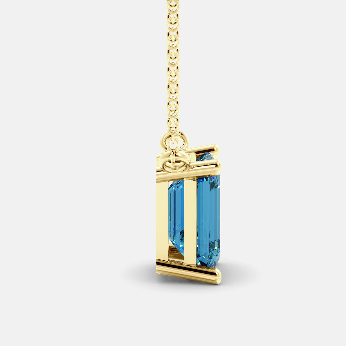 Blue Sapphire Emerald-Cut Birthstone Solitaire Necklace