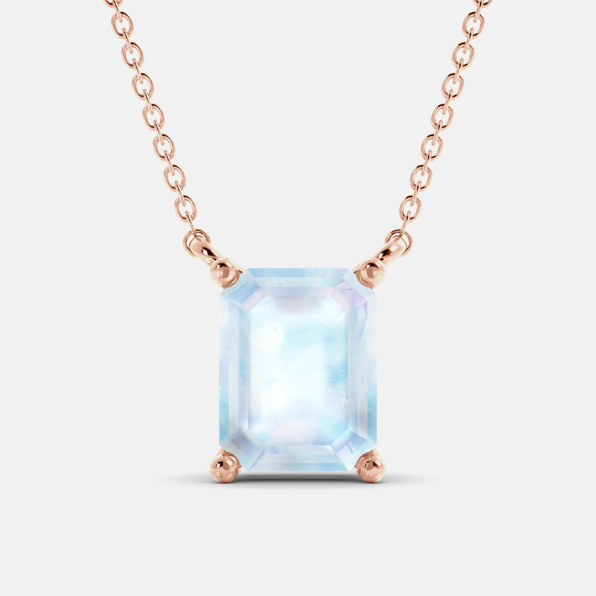 Emerald-Cut Birthstone Solitaire Necklace