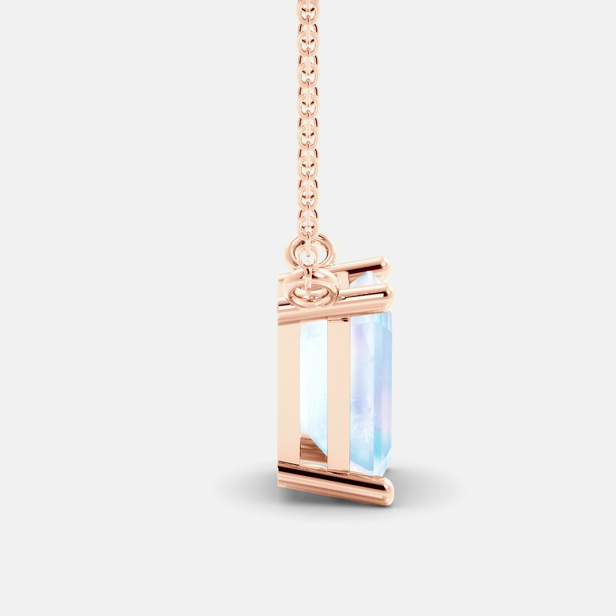 Citrine Emerald-Cut Birthstone Solitaire Necklace