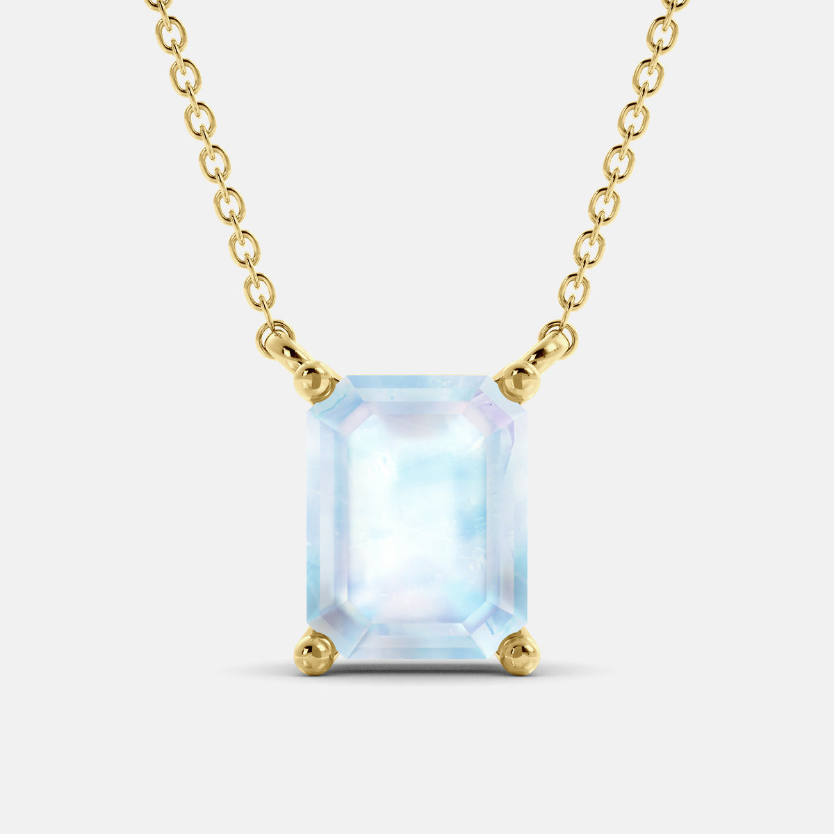 Blue Sapphire Emerald-Cut Birthstone Solitaire Necklace