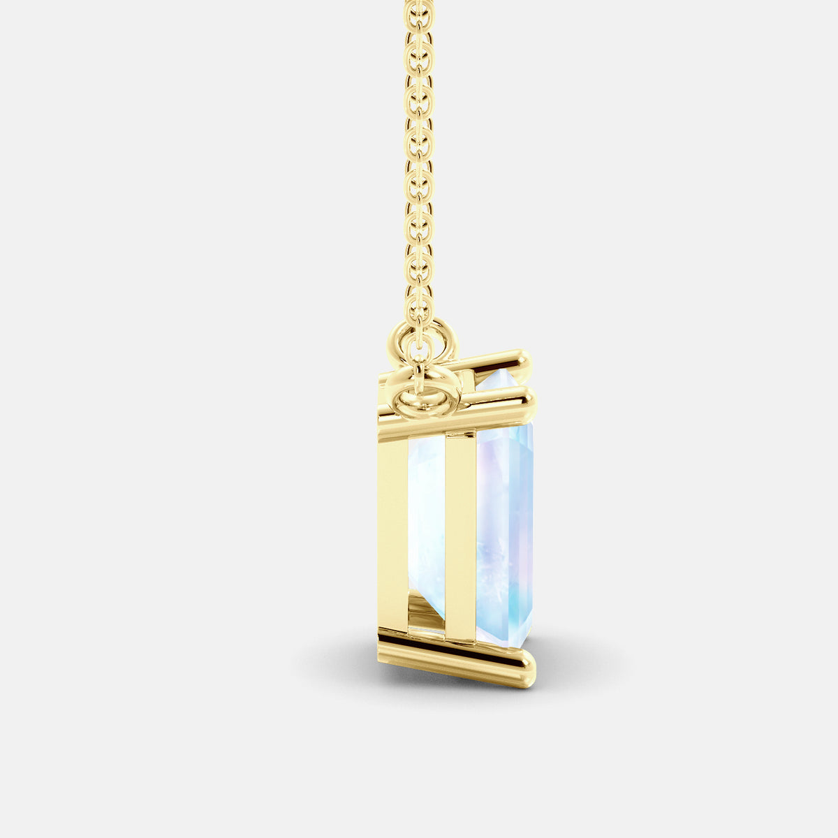 London Blue Emerald-Cut Birthstone Solitaire Necklace