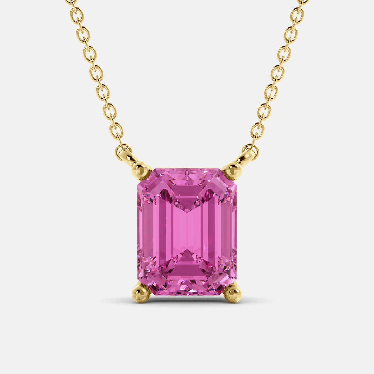 Amethyst Emerald-Cut Birthstone Solitaire Necklace