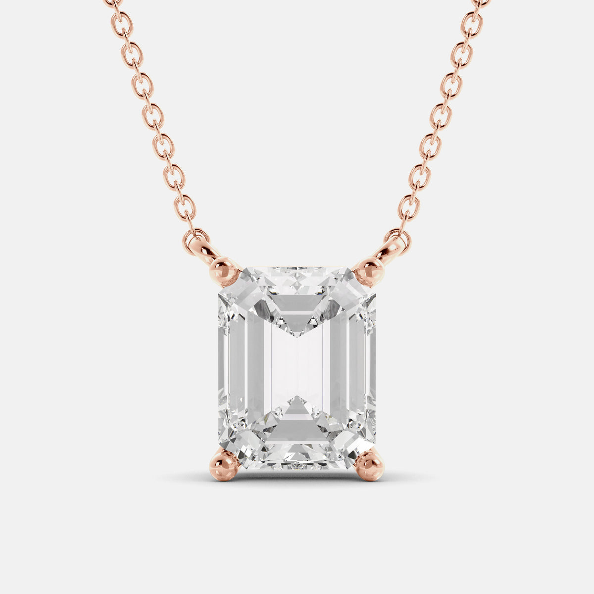 Moonstone Emerald-Cut Birthstone Solitaire Necklace