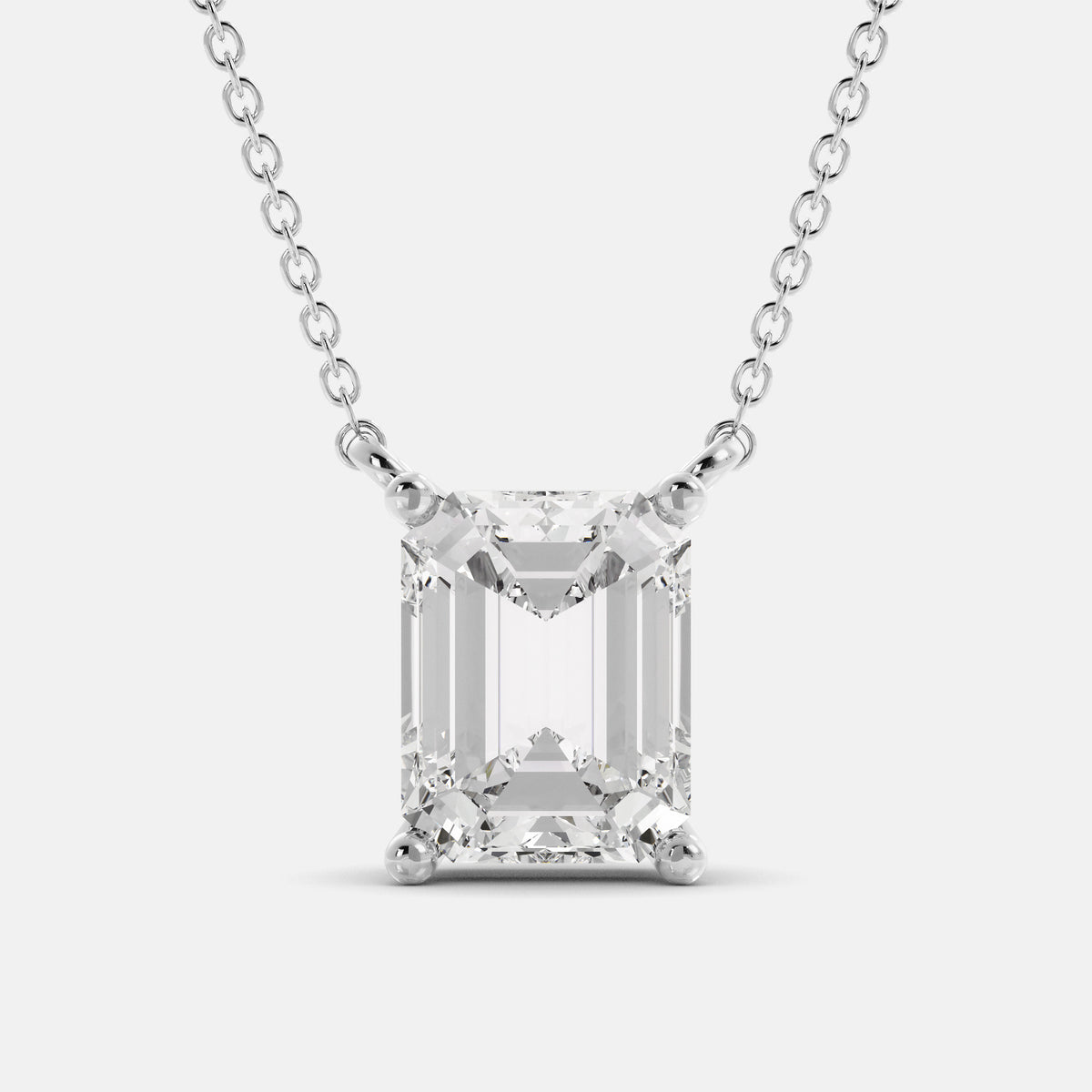 London Blue Emerald-Cut Birthstone Solitaire Necklace