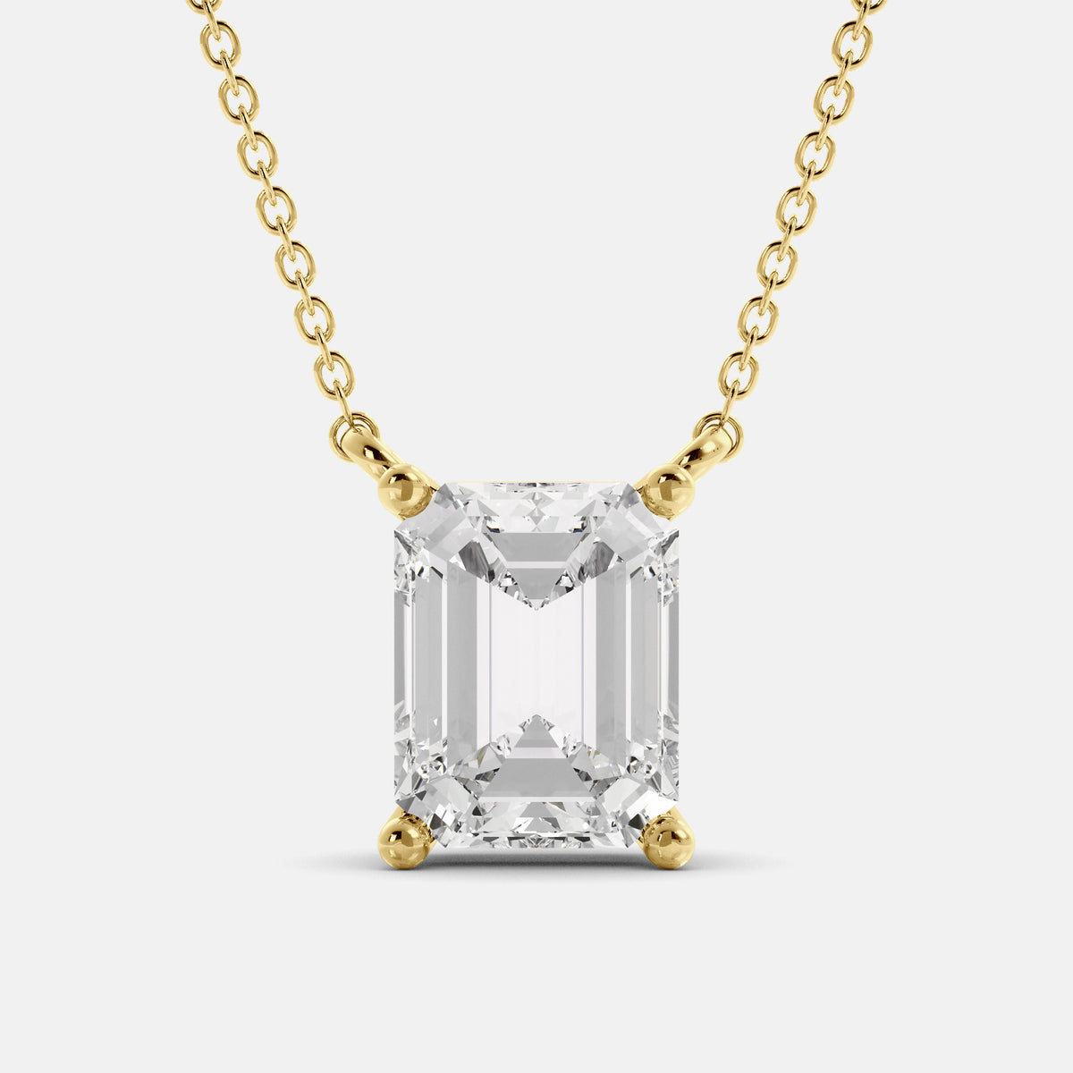 Pink Sapphire Emerald-Cut Birthstone Solitaire Necklace