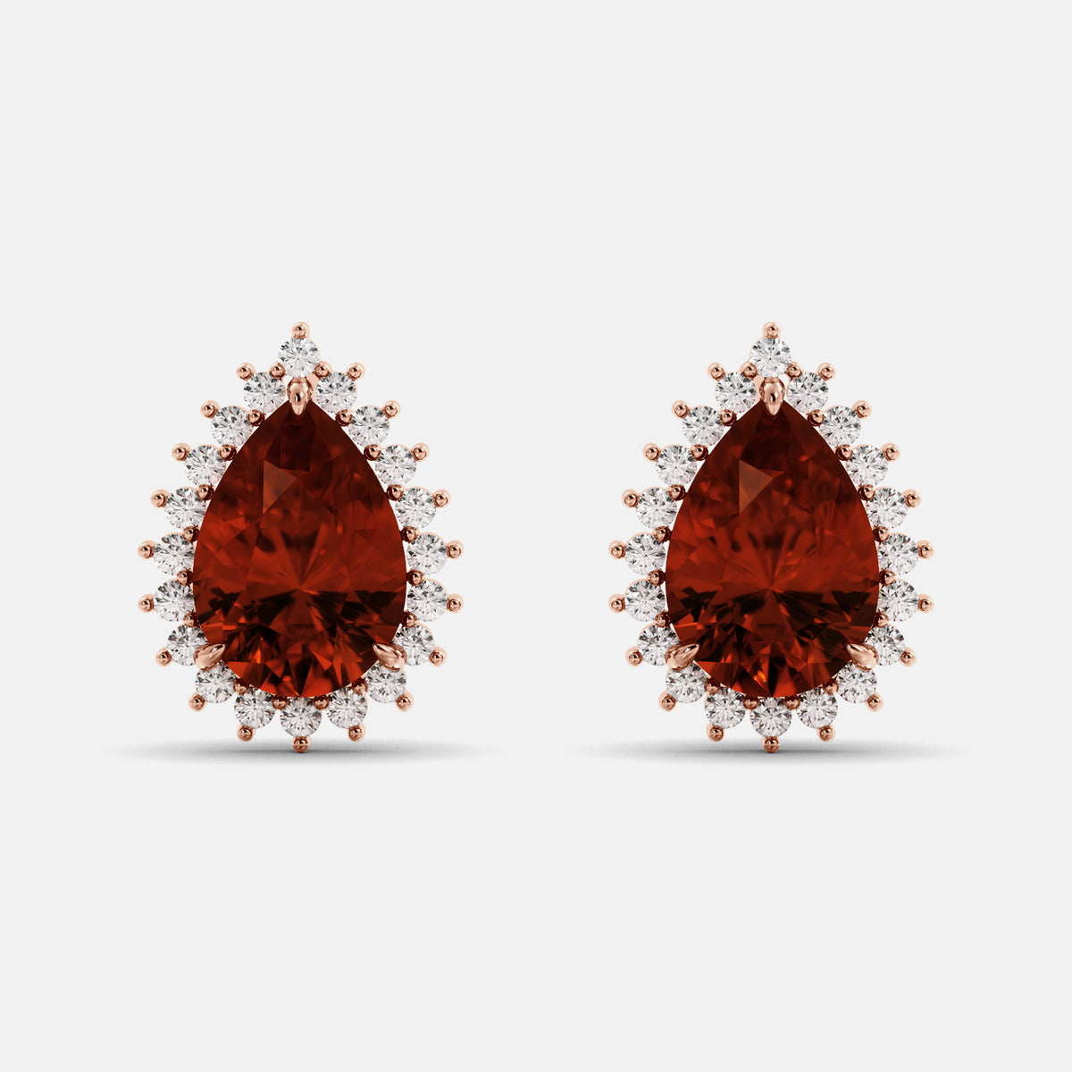 Amethyst Emerald Pear-Cut Halo Studs