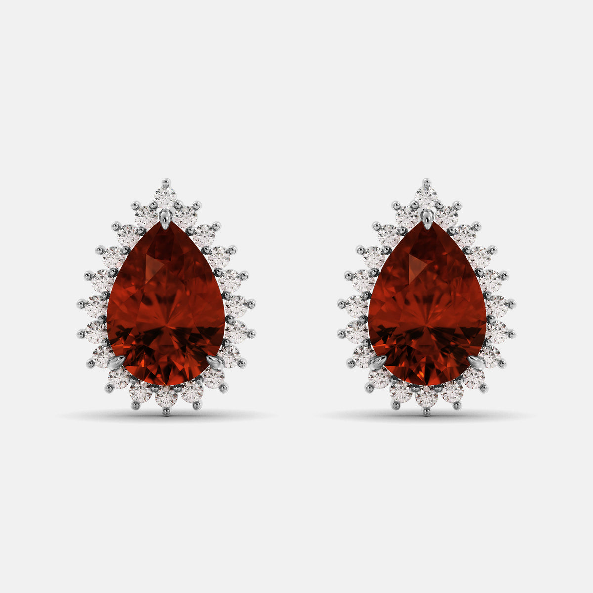 Amethyst Emerald Pear-Cut Halo Studs