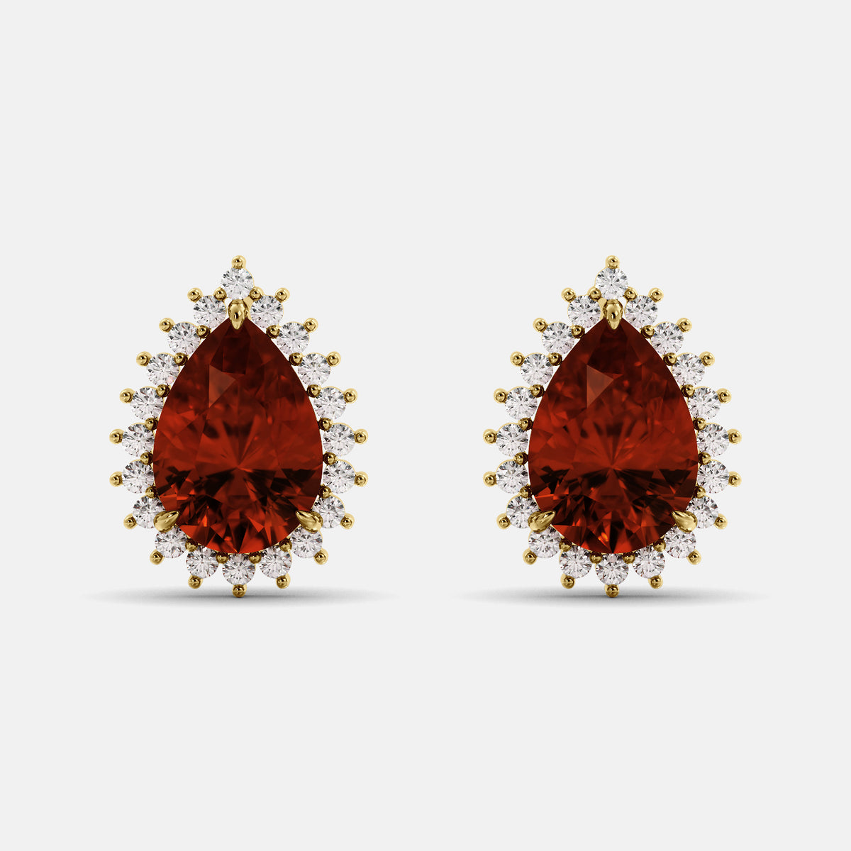 Amethyst Emerald Pear-Cut Halo Studs