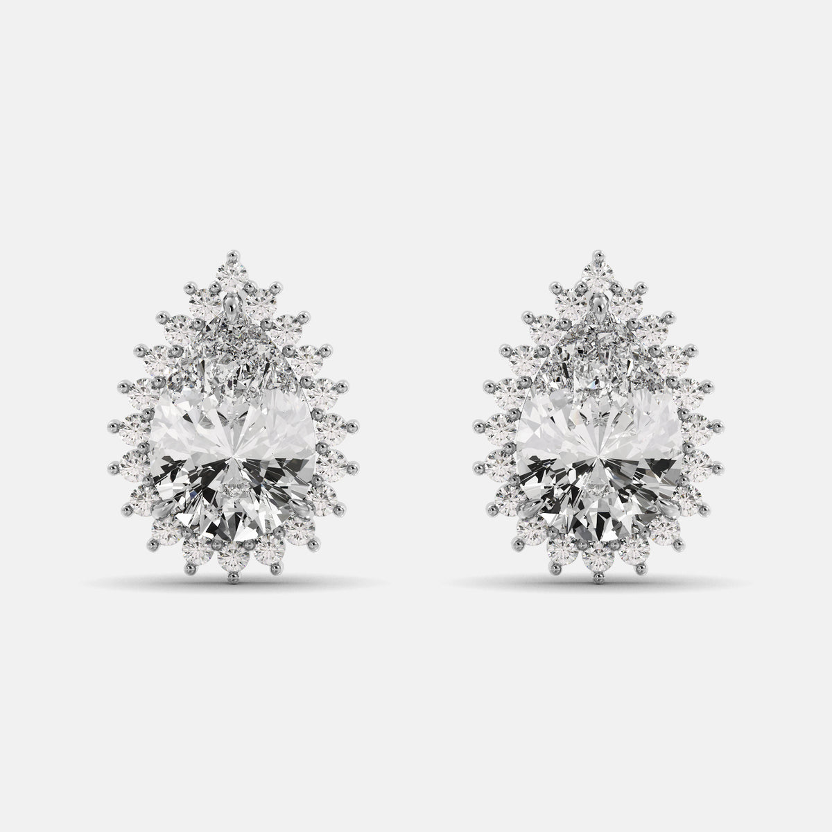 Amethyst Emerald Pear-Cut Halo Studs