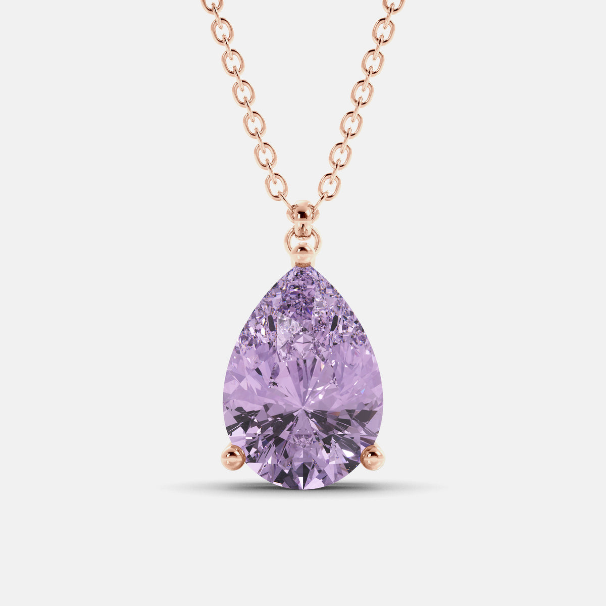 Amethyst Pear-Cut Birthstone Solitaire Necklace