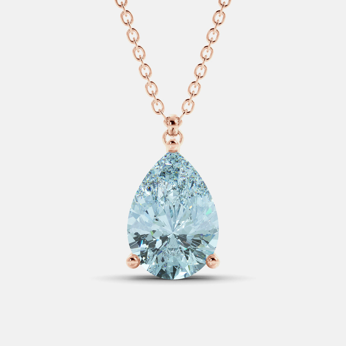 Aquamarine Pear-Cut Birthstone Solitaire Necklace