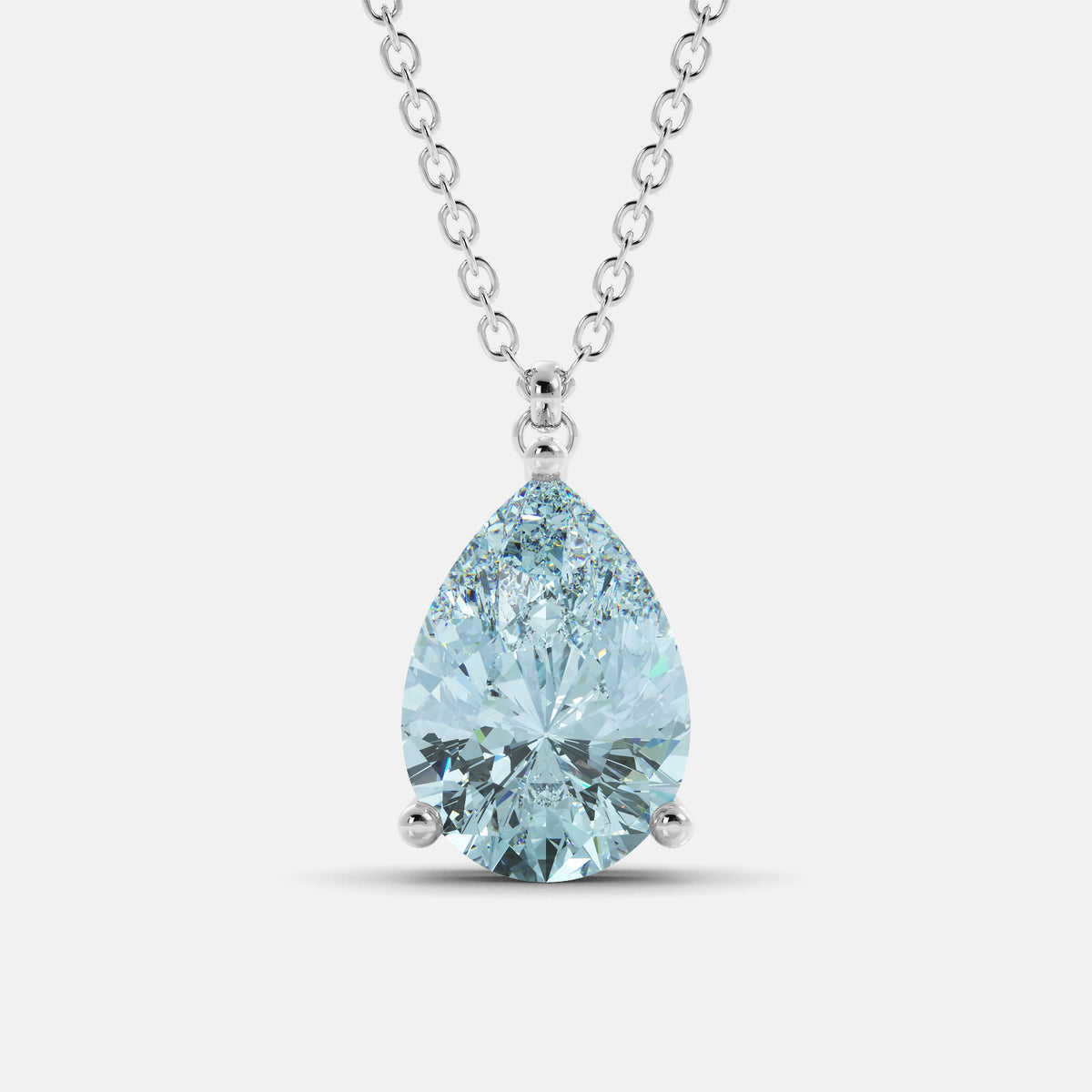 Blue Sapphire Pear-Cut Birthstone Solitaire Necklace