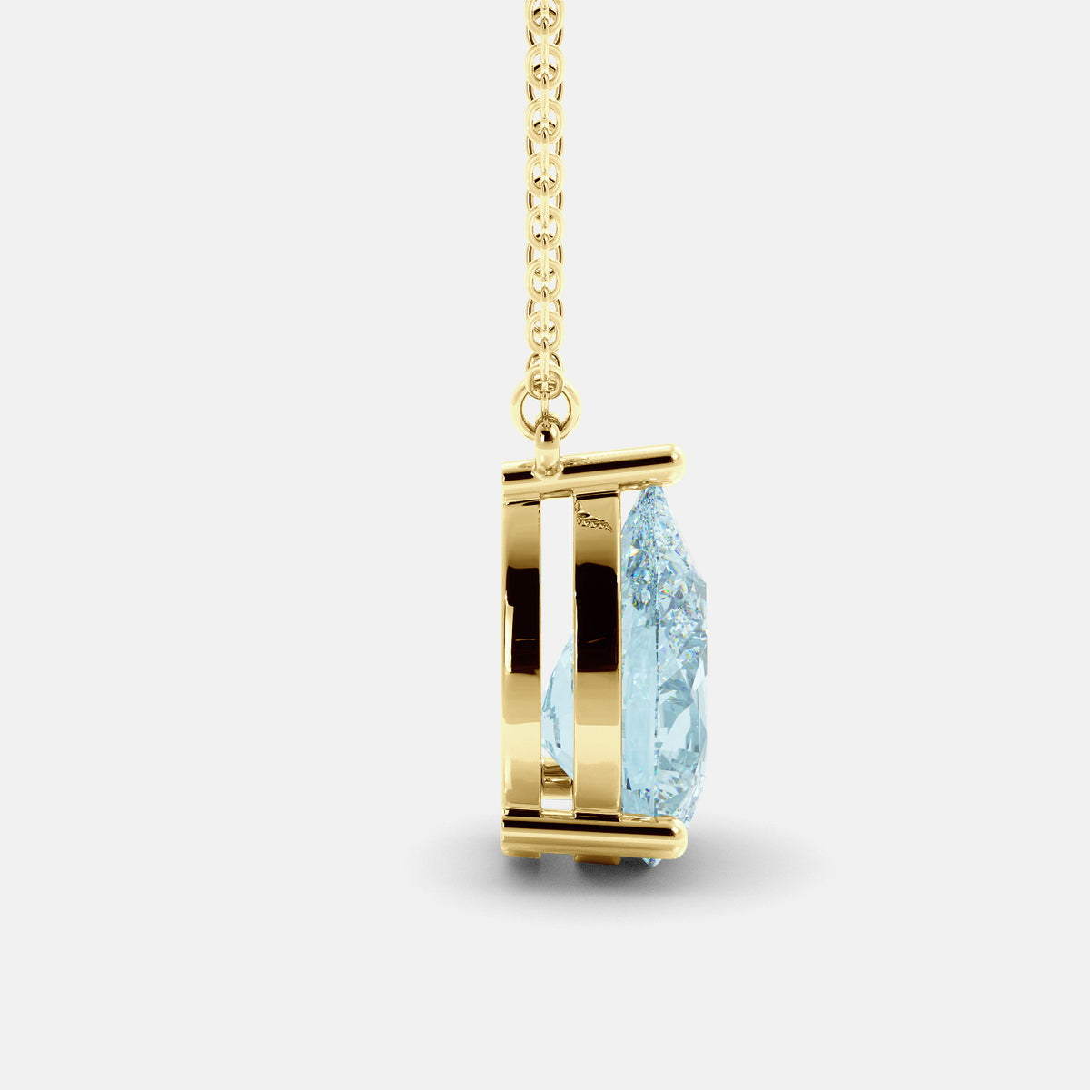 Aquamarine Pear-Cut Birthstone Solitaire Necklace