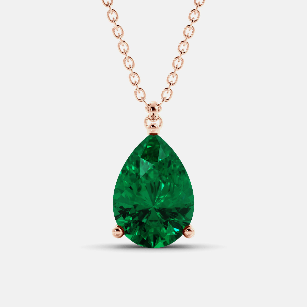 Emerald Pear-Cut Birthstone Solitaire Necklace